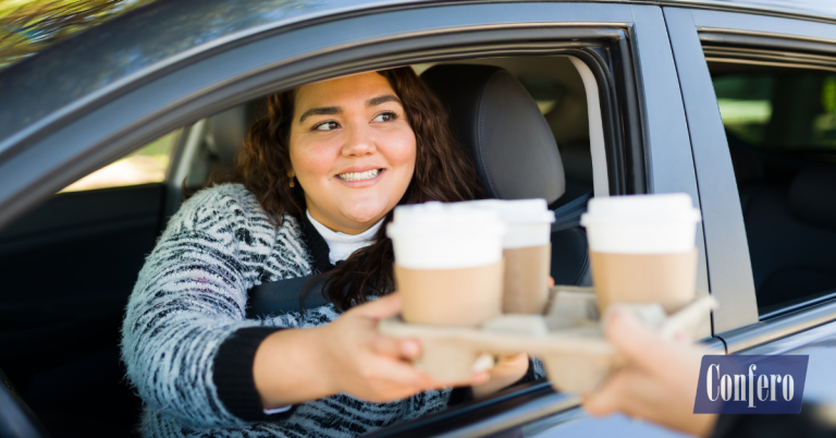Drive-thru mystery shopping evaluating upselling, service behavior, and beverage execution at a restaurant